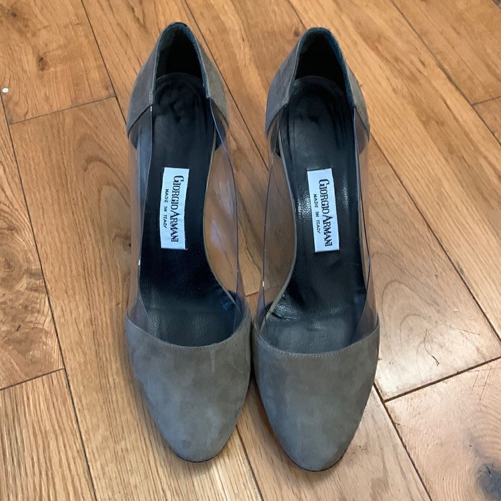 Giorgio Armani Gray Suede Pointed-Toe Heels
